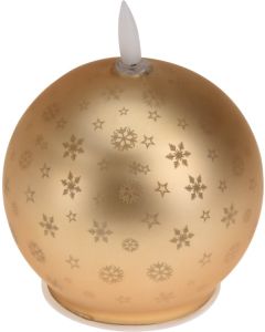 LED-Kerzen Weihnachtskugel 10 cm Gold mit Sternen